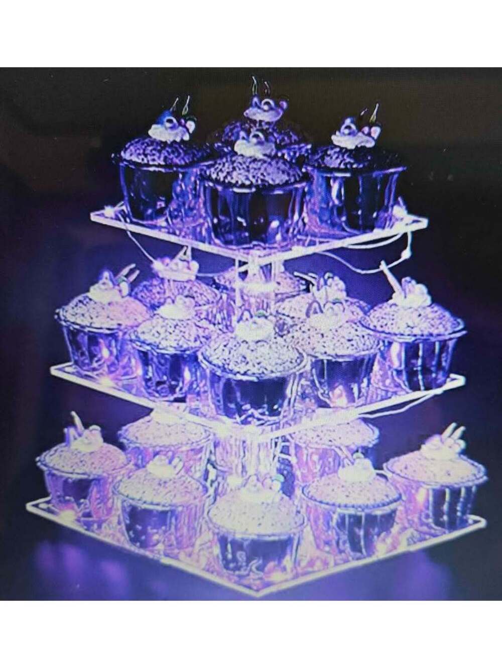 3-Tier Light Up Cupcake Stand New In Box 3 Tier Display Square Pink